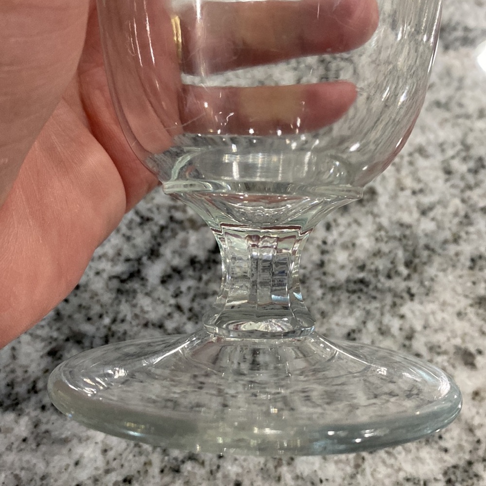 Etched Floral Clear Glass Footed Water Goblet! - Picture 7 of 8
